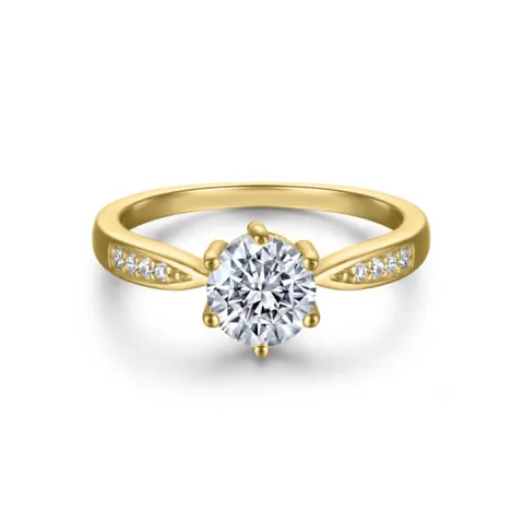 Anillo de Compromiso Afrodita 363 Plata Maciza Bañado en Oro 18k