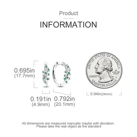 Arete de Argolla de Plata 925 con Gemas de Zircón Verde