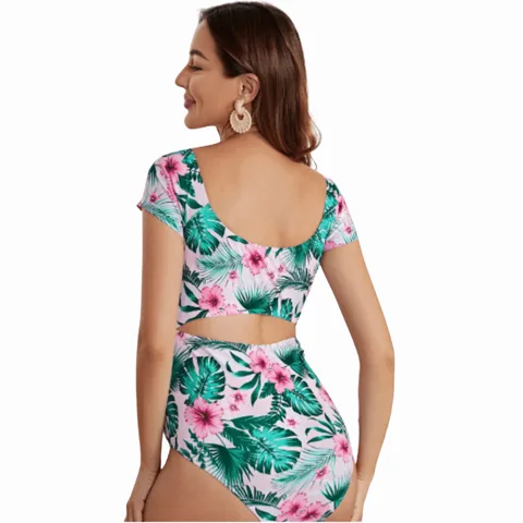 Ropa de Baño para Embarazada de una Pieza con Estampado Tropical