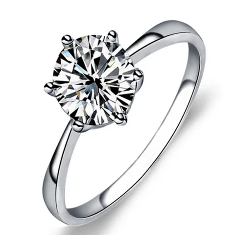 Anillo de Compromiso de Plata Bañado en Oro Blanco 18k Modelo 354
