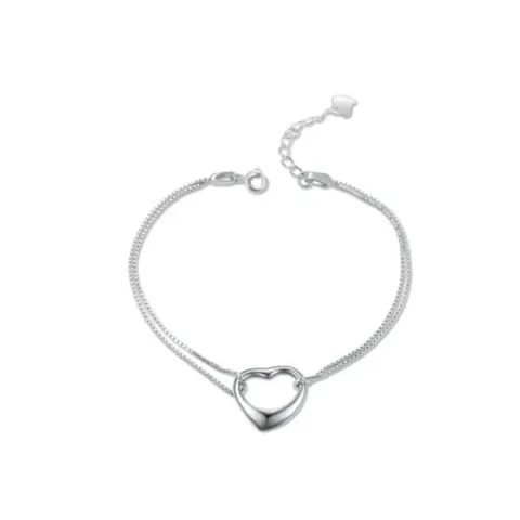 Conjunto de Collar y Pulsera en Plata 925 en Forma de Corazón
