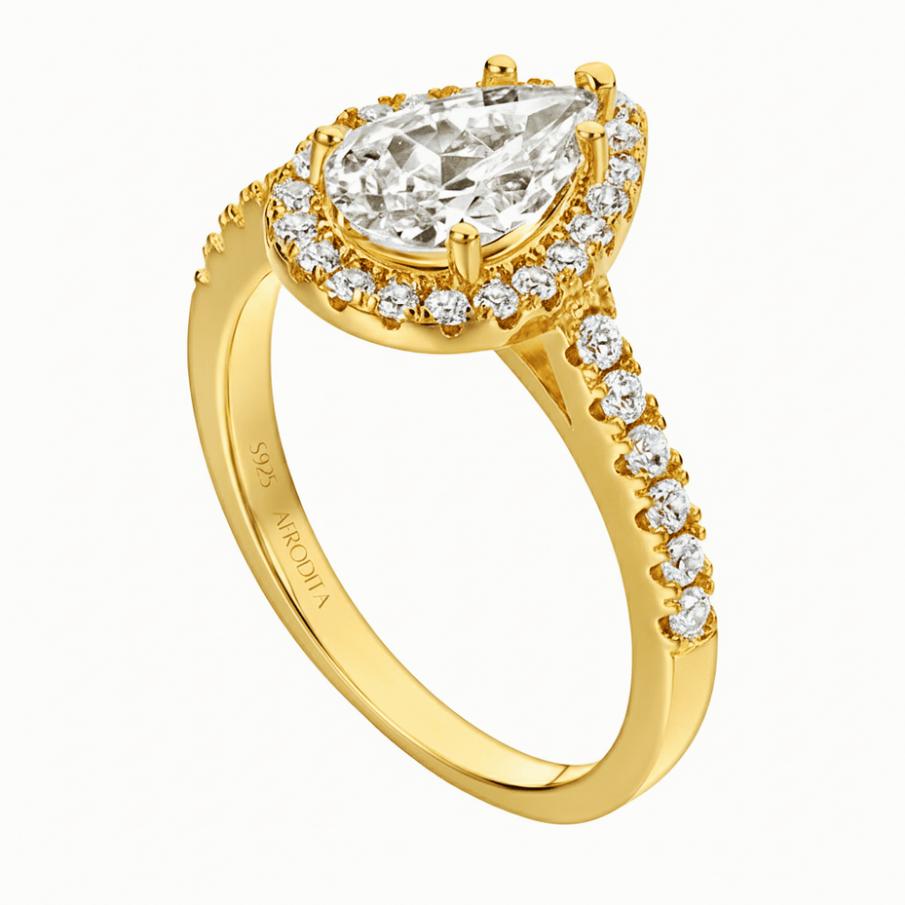 Anillo de Compromiso Afrodita 370 Plata Maciza Bañado en Oro 18k