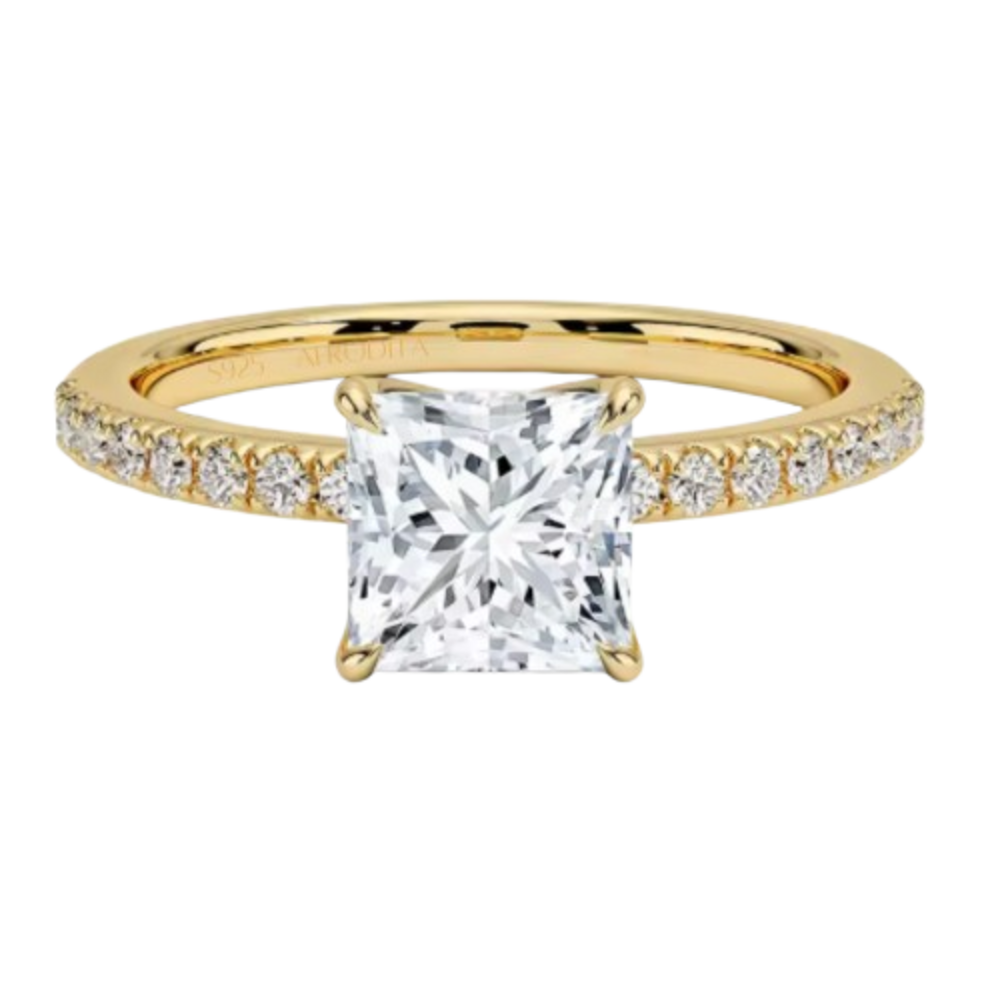 Anillo de Compromiso Afrodita 368 Plata Maciza Bañado en Oro 18k