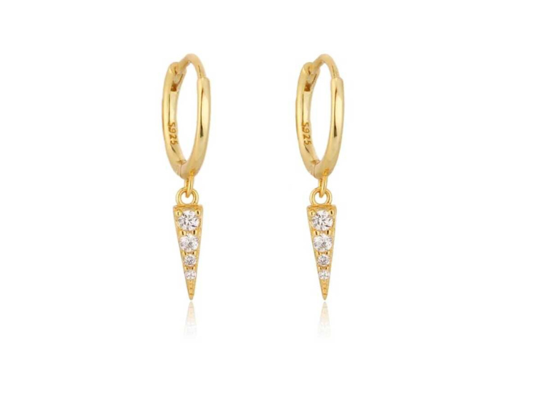 Aretes de Plata 925 Bañado en Oro 18k Modelo Huggies Stewart