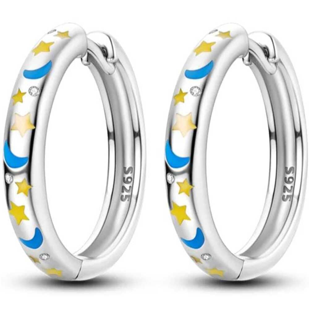 Arete de Plata 925 Modelo Cielo de Noche