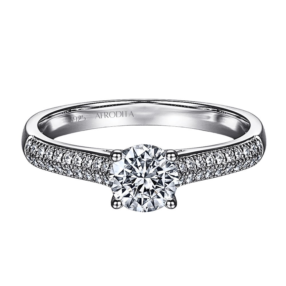 Anillo De Compromiso Afrodita 374 Plata Maciza Bañado En Oro