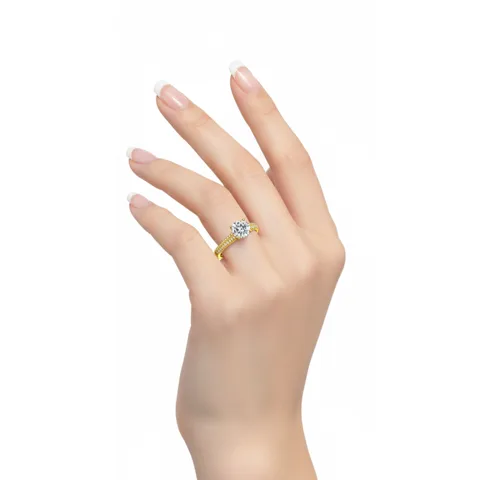 Anillo de Compromiso Afrodita 375 Plata Maciza Bañado en Oro 18k