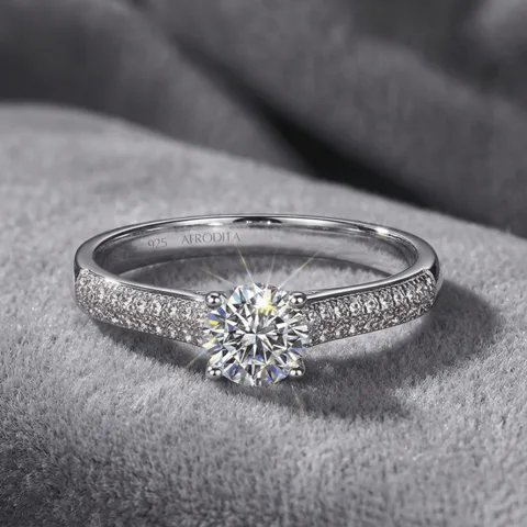 Anillo De Compromiso Afrodita 374 Plata Maciza Bañado En Oro