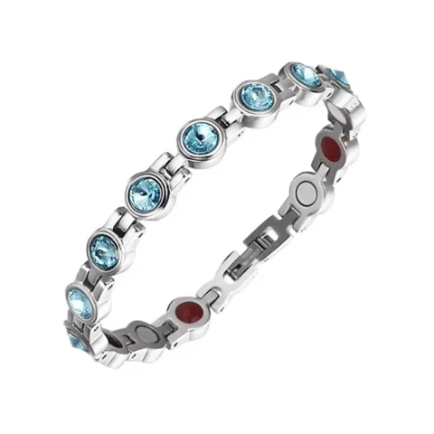 Pulsera Magnética Saludable con Brillantes de Swarovski Light Blue