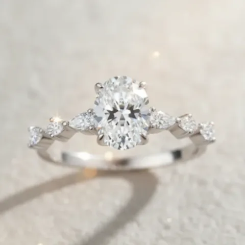 Anillo De Compromiso Afrodita 379 Plata Maciza Bañado En Oro Blanco