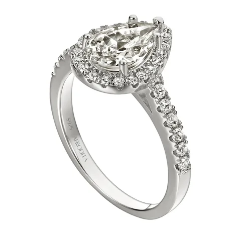 Anillo de Compromiso Afrodita 369 Plata Maciza Bañado en Oro Blanco