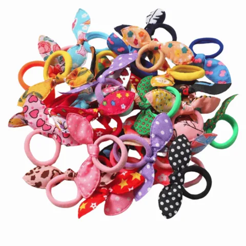 Set X 40 Lazos Elásticos Con Diseño Para Niñas