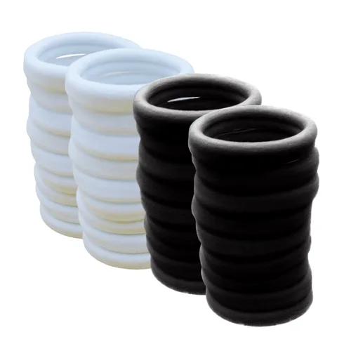 Pack x 72 Ligas resistentes para el Cabello Negro con Blanco
