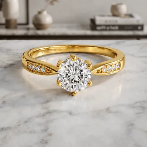 Anillo de Compromiso Afrodita 363 Plata Maciza Bañado en Oro 18k