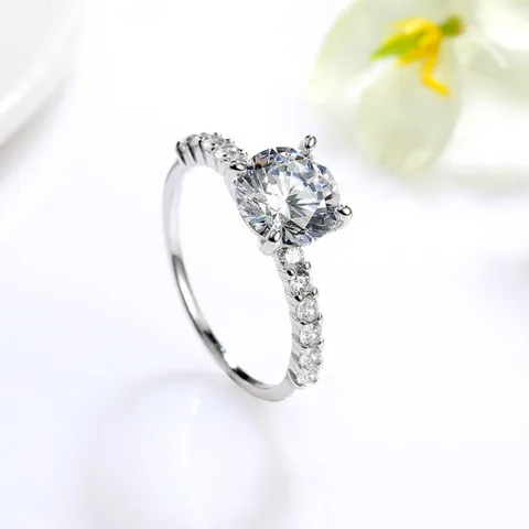 Anillo De Compromiso Afrodita 377 Plata Maciza Bañado En Oro Blanco