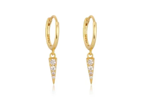 Aretes de Plata 925 Bañado en Oro 18k Modelo Huggies Stewart
