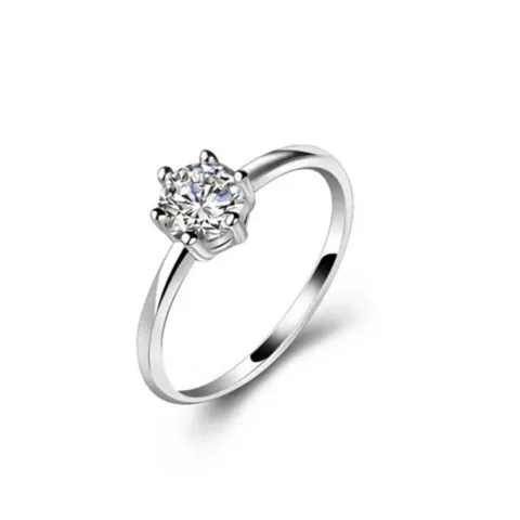 Anillo de Compromiso de Plata Bañado en Oro Blanco 18k Modelo 356