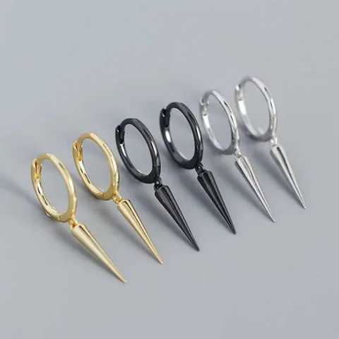 Aretes de Plata Bañado en Oro 18k Modelo Huggies Rock Stuff