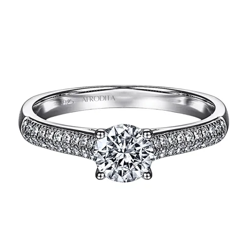 Anillo De Compromiso Afrodita 374 Plata Maciza Bañado En Oro
