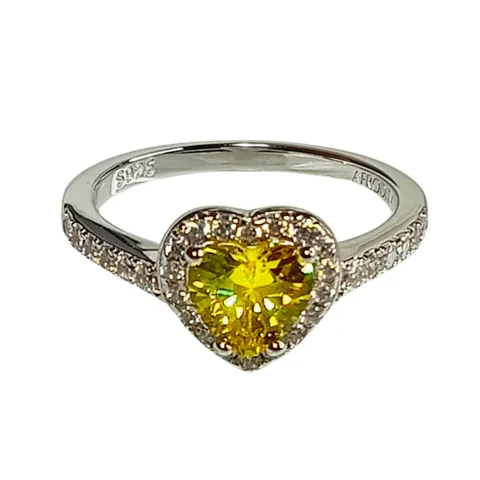 Anillo de Compromiso Afrodita 614 Ámbar Plata Bañado en Oro