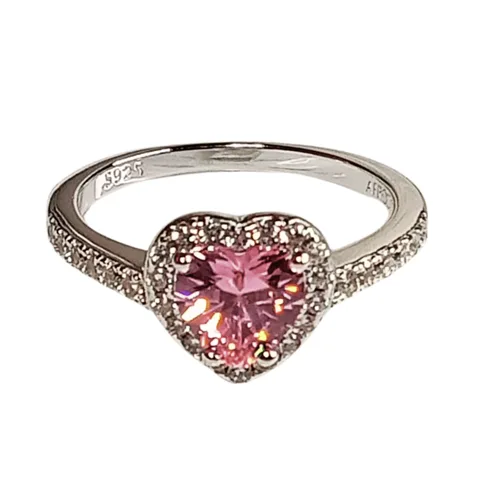 Anillo de Compromiso Afrodita 614 Rosa Plata Maciza Bañado en Oro